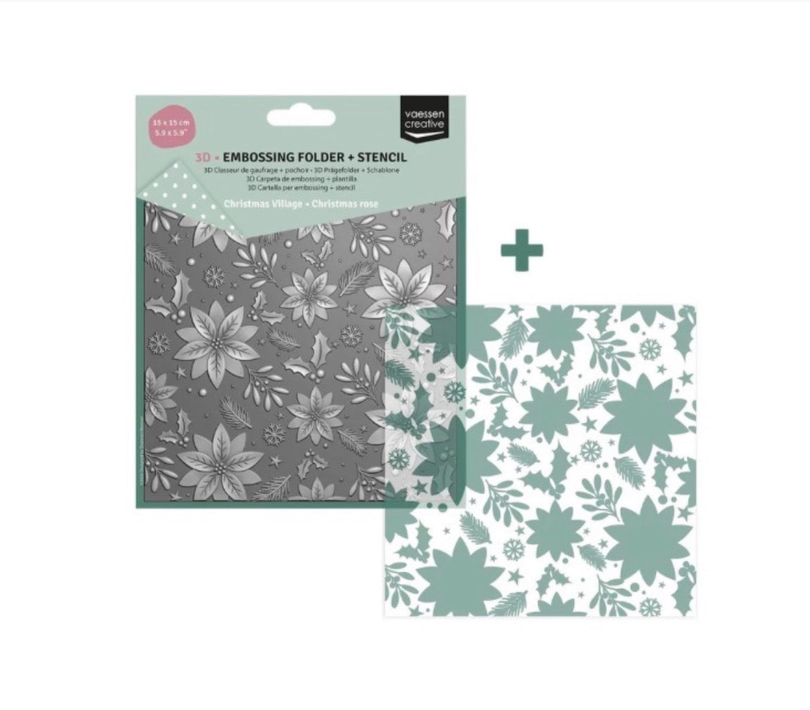 Vaessen Creative • 3D Prägefolder + Schablone Weihnachtsstern 15x15cm