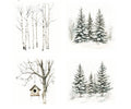 Designpapier - Grosser Kartenaufleger - Winterbäume