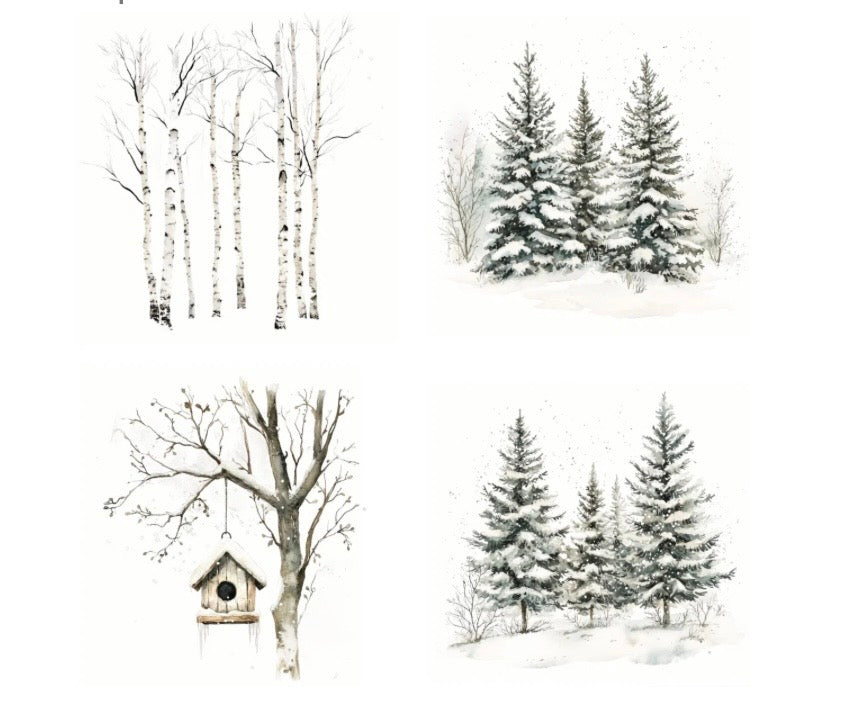 Designpapier - Grosser Kartenaufleger - Winterbäume