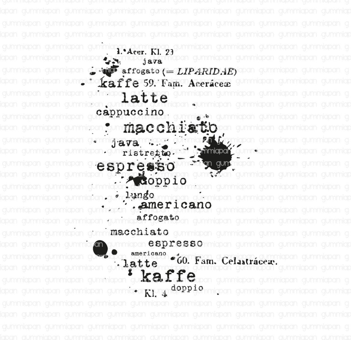 Unmontierter Gummistempel - Mixed Coffee text Hintergrund Stempel