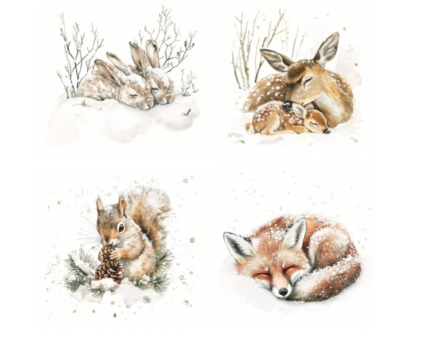 Designpapier - Grosser Kartenaufleger - Wintertiere