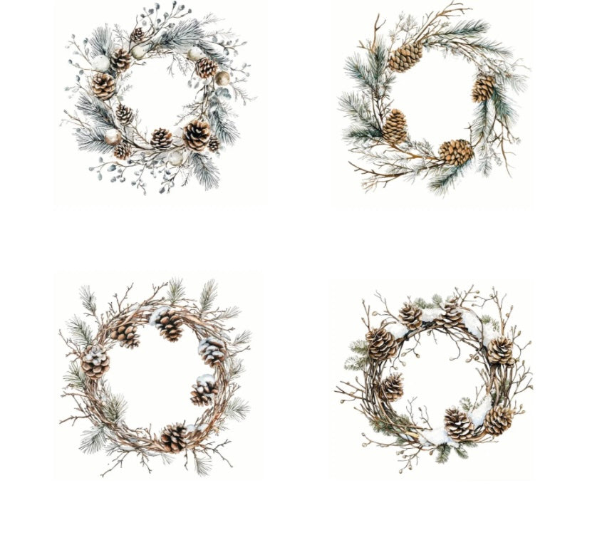 Designpapier - Grosser Kartenaufleger - Winterkränze