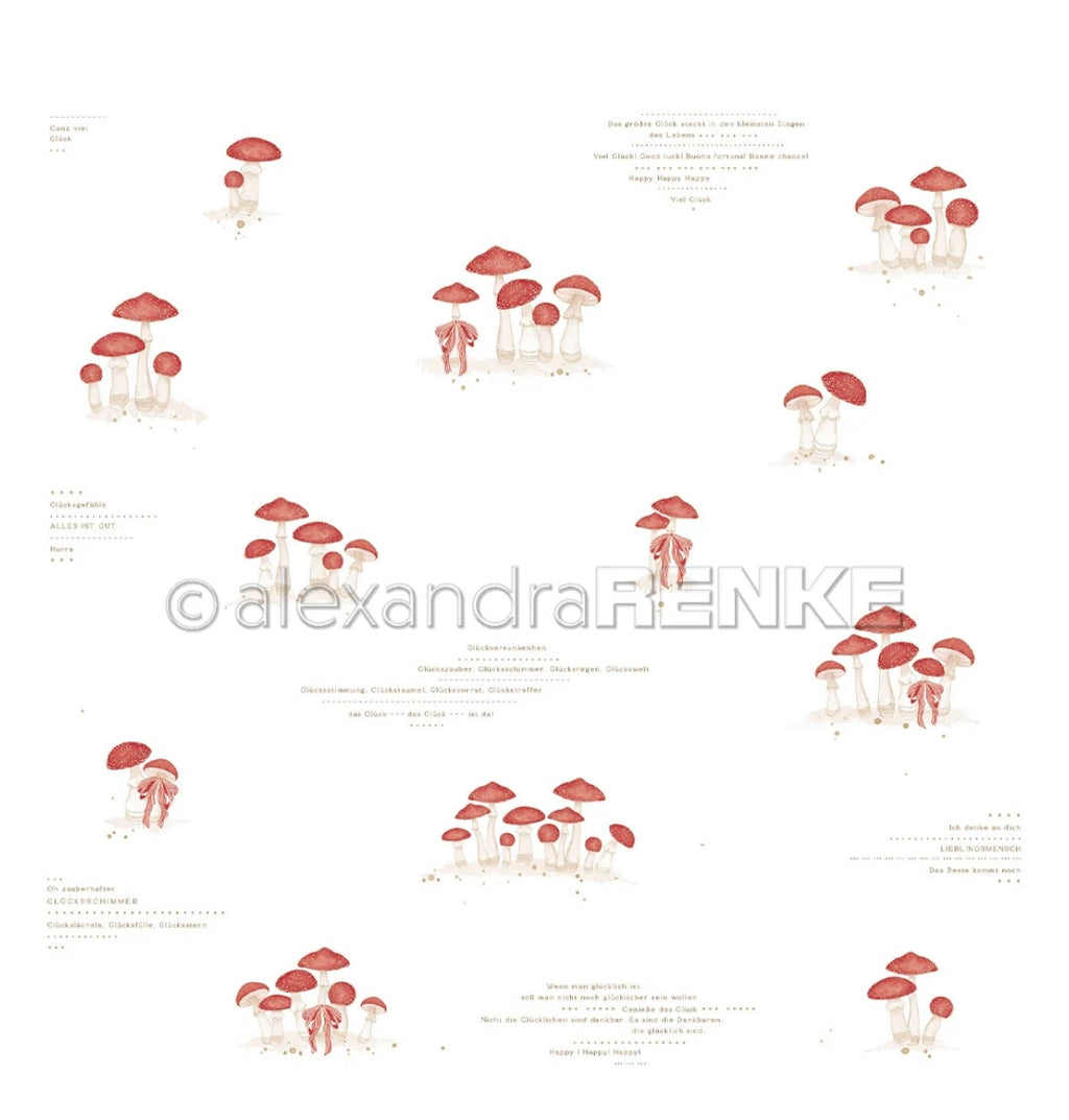Designpapier 'Glückspilz Szenen mit Typo' 200g/m²