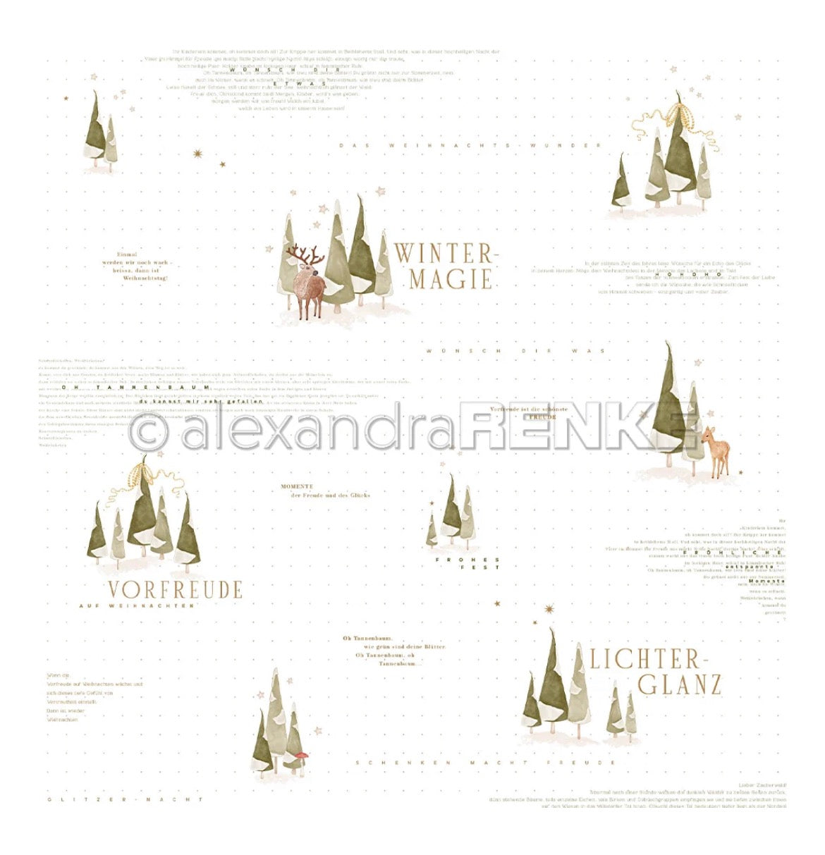 Designpapier 'Tannenwald Szenen mit Typo' 200g/m²