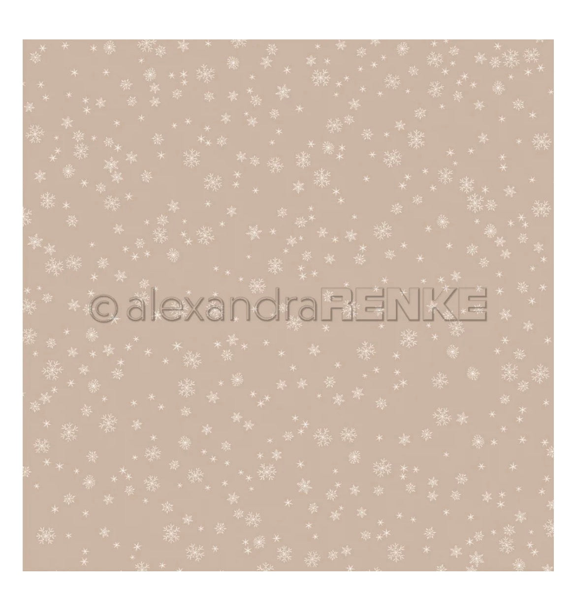 Designpapier 'Schneeflocken auf Graubeige' 200g/m²