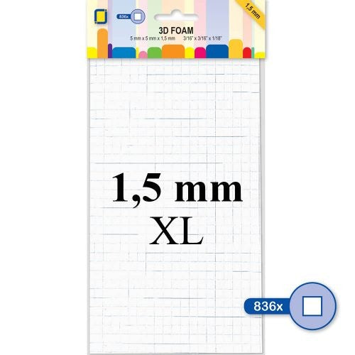 JeJe 3D Foam quadratisch XL weiss  5 mm x 5 mm x 1,5 mm