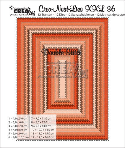 Stanze - Stanzen Set Crealies Rechtecke doppelt gestickter Rand. Nr:36
