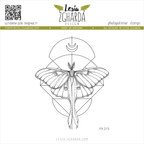 Luna Motte mit Geometrischem Hintergrund - Stempel
