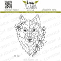 Wolf mit Blumen - Stempel