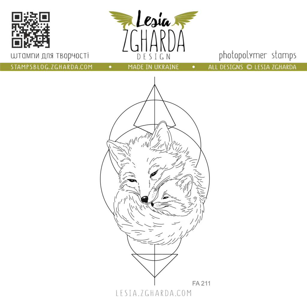 Fuchs mit Geometrischem Hintergrund - Stempel