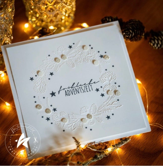 Prägefolder - Winterkranz - 15 x 15 cm