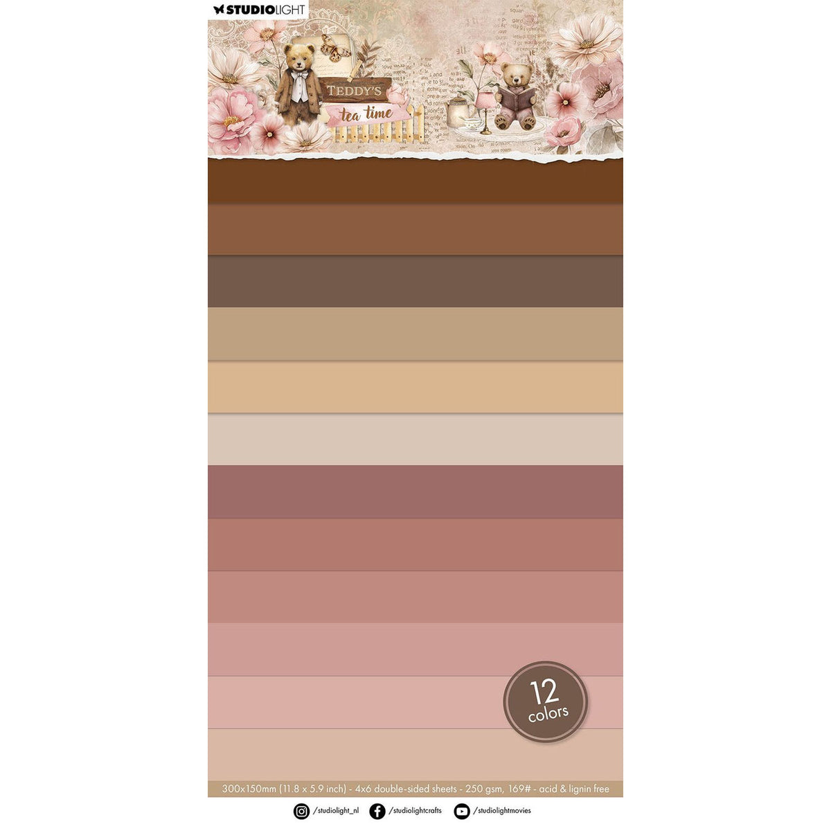 Studio Light 6x12" Unicolor Paper Pad - Teddy's Tea Time