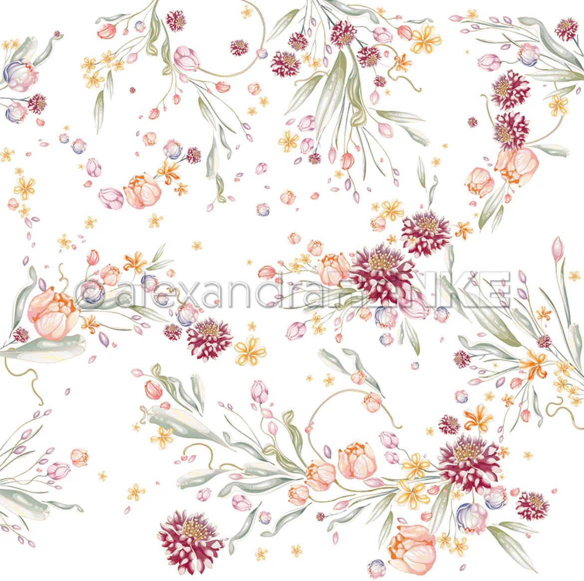 Designpapier 'Zarter Tulpenwirbel'