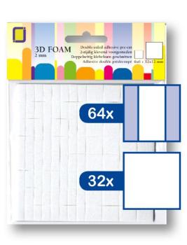 JEJE Produkt 3D Foam Rectangles 12x12 mm & 12x6 mm x 2 mm - 3D Klebepads