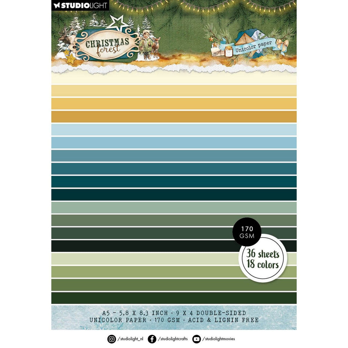 Studio Light • Christmas Forest Uni paper pad Unicolor