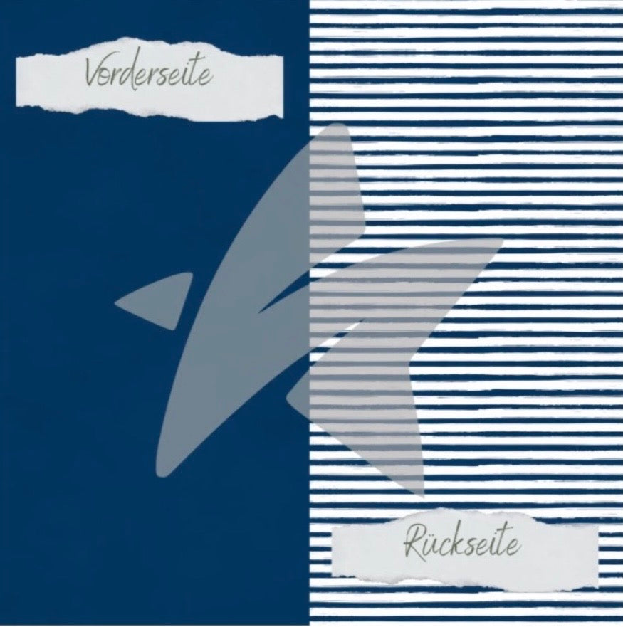 Designpapier - Basic - Marineblau - Streifen + Uni - Doppelseitig bedruckt