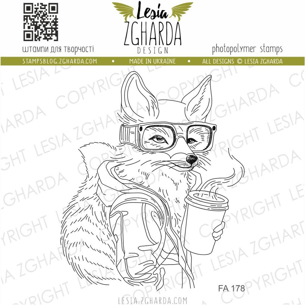 Fuchs mit Kaffe - Stempel