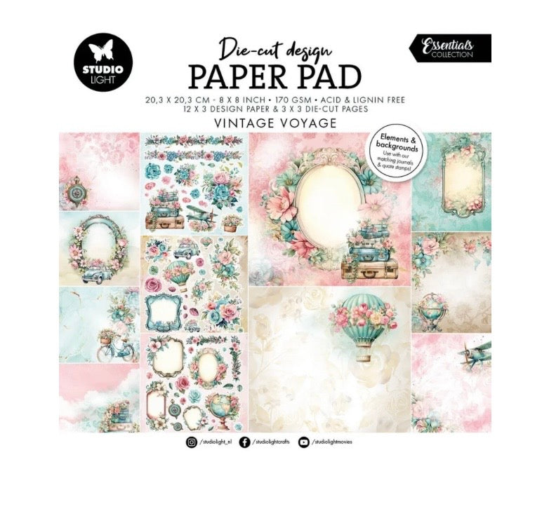 Studio Light • Essentials Designer Paper Pad Paper & Elements Vintage Voyage