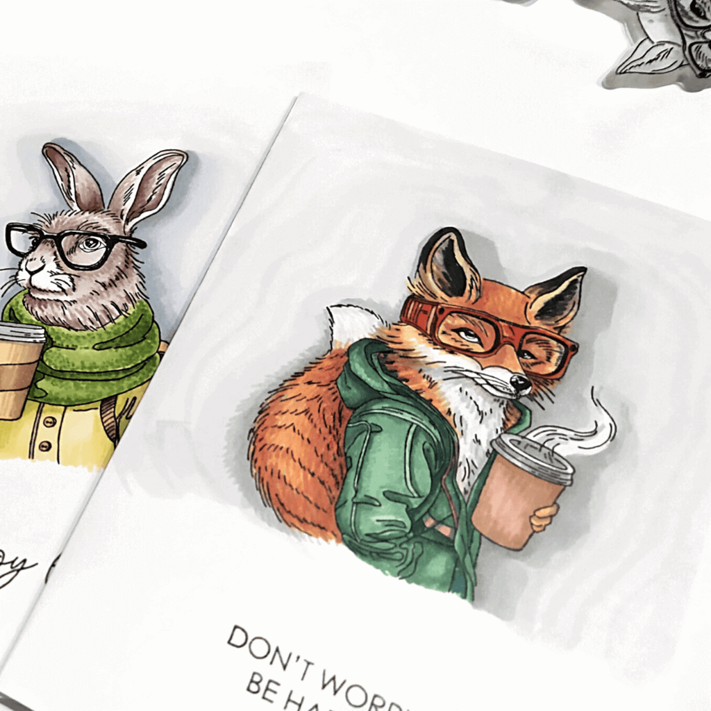 Fuchs mit Kaffe - Stempel